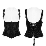 Retro Gothic Velvet Corset with Lace-Up Detailing