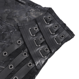 Ripped Black Sleeveless Top with Eyelet Strap Accents