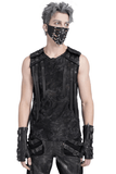 Ripped Black Sleeveless Top with Eyelet Strap Accents
