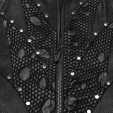 Riveted Punk Vest in Leather and Twill Fabric