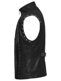Riveted Punk Vest in Leather and Twill Fabric