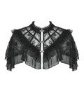 Ruffled Gothic Lace Capelet with Rhinestone Fasteners