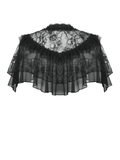 Ruffled Gothic Lace Capelet with Rhinestone Fasteners