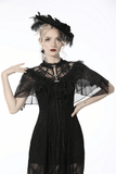 Ruffled Gothic Lace Capelet with Rhinestone Fasteners