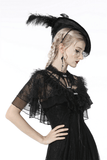 Ruffled Gothic Lace Capelet with Rhinestone Fasteners