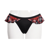 Sexy Damen-Badehose mit schottischen Karo-Rüschen/freche Damen-Bikinihose im Grunge-Stil in Schwarz