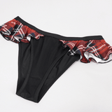 Maillot de bain sexy pour femme avec volants à carreaux écossais / Bas de bikini effronté noir grunge pour femme