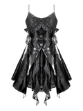 Satin and Lace Gothic Corset Mini Dress with Softly Ruffled