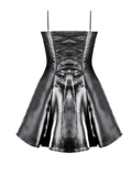 Satin and Lace Gothic Corset Mini Dress with Softly Ruffled