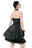 Satin and Lace Gothic Corset Mini Dress with Softly Ruffled