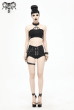 Seductive Black Crop Top with Buckles and Spikes