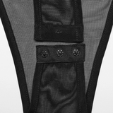 Seductive Black Sheer Mesh Bodysuit with Panel Inserts