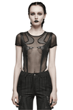 Seductive Black Sheer Mesh Bodysuit with Panel Inserts