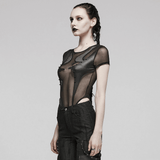 Seductive Black Sheer Mesh Bodysuit with Panel Inserts