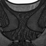 Seductive Black Sheer Mesh Bodysuit with Panel Inserts