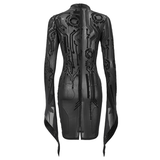 Seductive Black Sheer Midi Dress / Cyberpunk Ladies Gowns