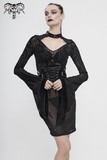 Seductive Black Sheer Midi Dress / Cyberpunk Ladies Gowns