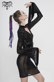 Seductive Black Sheer Midi Dress / Cyberpunk Ladies Gowns