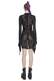 Seductive Black Sheer Midi Dress / Cyberpunk Ladies Gowns