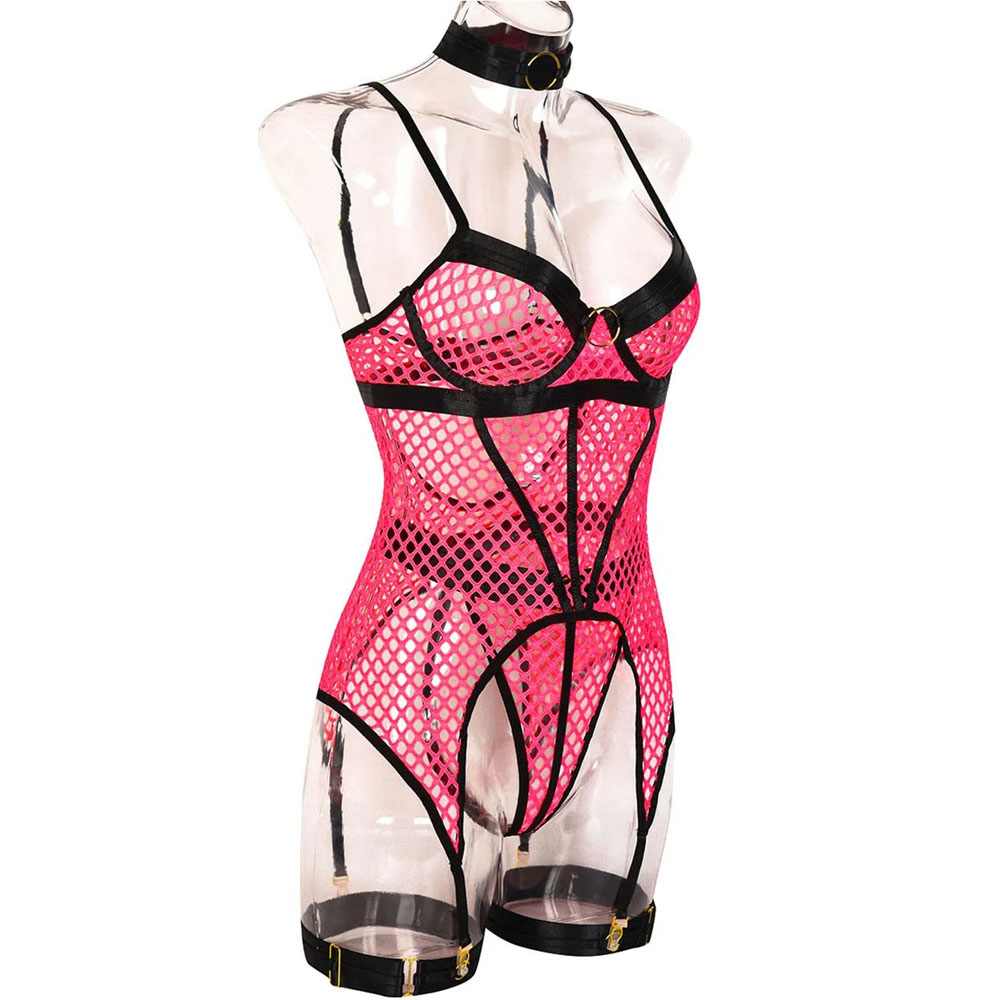 Seductive Fishnet Bodysuit Lingerie with Garters - EVE's SECRETS