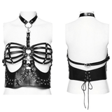Seductive Gothic Bustier Top with Faux Leather Straps