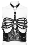 Seductive Gothic Bustier Top with Faux Leather Straps