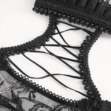 Seductive Lace Backless Lingerie with Unconventional Hem