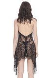 Seductive Lace Backless Lingerie with Unconventional Hem