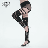 Seductive Net Slim Leggings with Metal Studded Belt Accents