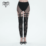 Seductive Net Slim Leggings with Metal Studded Belt Accents