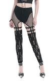 Seductive Net Slim Leggings with Metal Studded Belt Accents