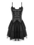 Seductive Punk Dress with Faux Leather Bustier