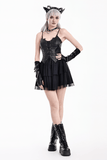 Seductive Punk Dress with Faux Leather Bustier