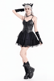 Seductive Punk Dress with Faux Leather Bustier