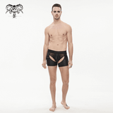 Sous-vêtements transparents pour hommes sexy avec lacets latéraux / Sous-vêtements élastiques noirs alternatifs à la taille