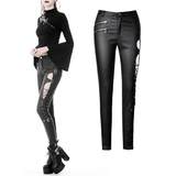 Seductive Skinny Pants with Asymmetrical Design and Lace-Up