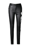 Seductive Skinny Pants with Asymmetrical Design and Lace-Up