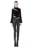 Seductive Skinny Pants with Asymmetrical Design and Lace-Up