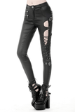 Seductive Skinny Pants with Asymmetrical Design and Lace-Up