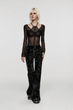 Sensual Gothic Mesh Top with Suspender Accents