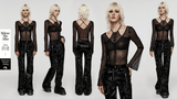 Sensual Gothic Mesh Top with Suspender Accents