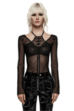 Sensual Gothic Mesh Top with Suspender Accents