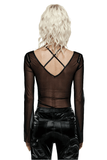 Sensual Gothic Mesh Top with Suspender Accents