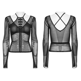 Sensual Gothic Mesh Top with Suspender Accents