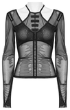 Sensual Gothic Mesh Top with Suspender Accents