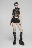 Sensual Peek Mesh and Knit Top with Eyelet Accents