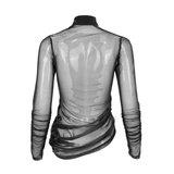 Sensual Transparent Cut-Out Top: Eyelet Webbing on Shoulder