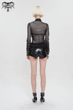 Sensual Transparent Cut-Out Top: Eyelet Webbing on Shoulder