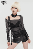 Sensual Transparent Cut-Out Top: Eyelet Webbing on Shoulder