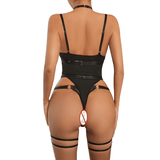 Sexy Bandage Bodysuit with Mesh Panties / Women's Black Lingerie - EVE's SECRETS